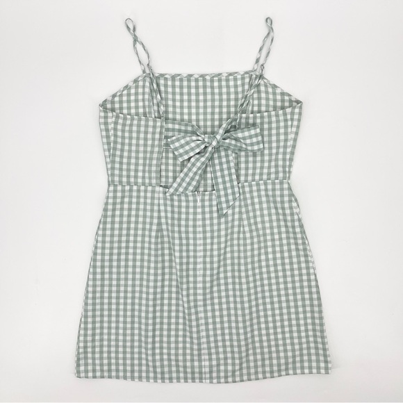 Sky & Sparrow Green Gingham Lightweight Open Tie-Back Mini Slip Dress Size XL - Picture 4 of 10